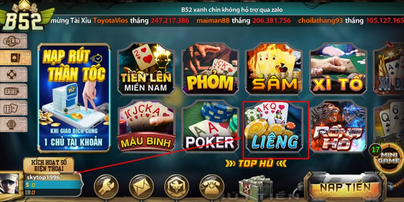 Trò chơi Liêng - Game bài B52